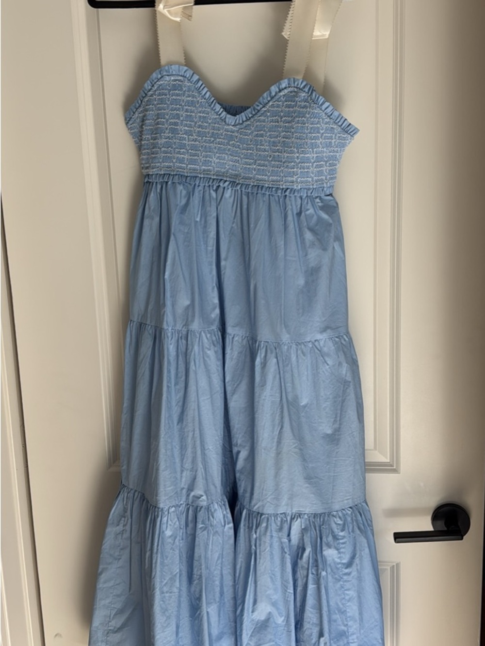 Love Light Blue Smocked Tiered Maxi Dress